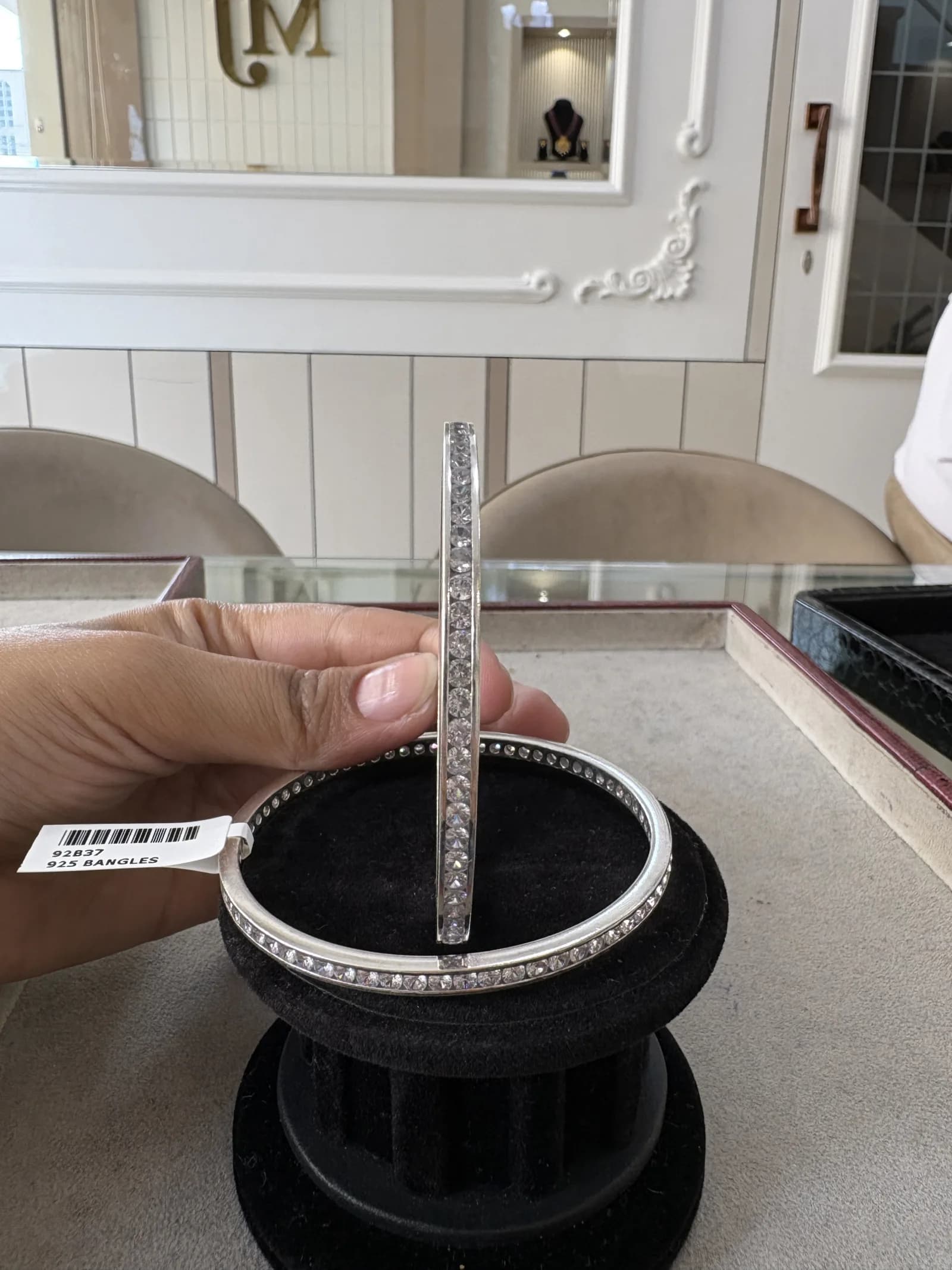 Channel Eternity Bangle in rhodium polished 925 sterling silver, photo 2