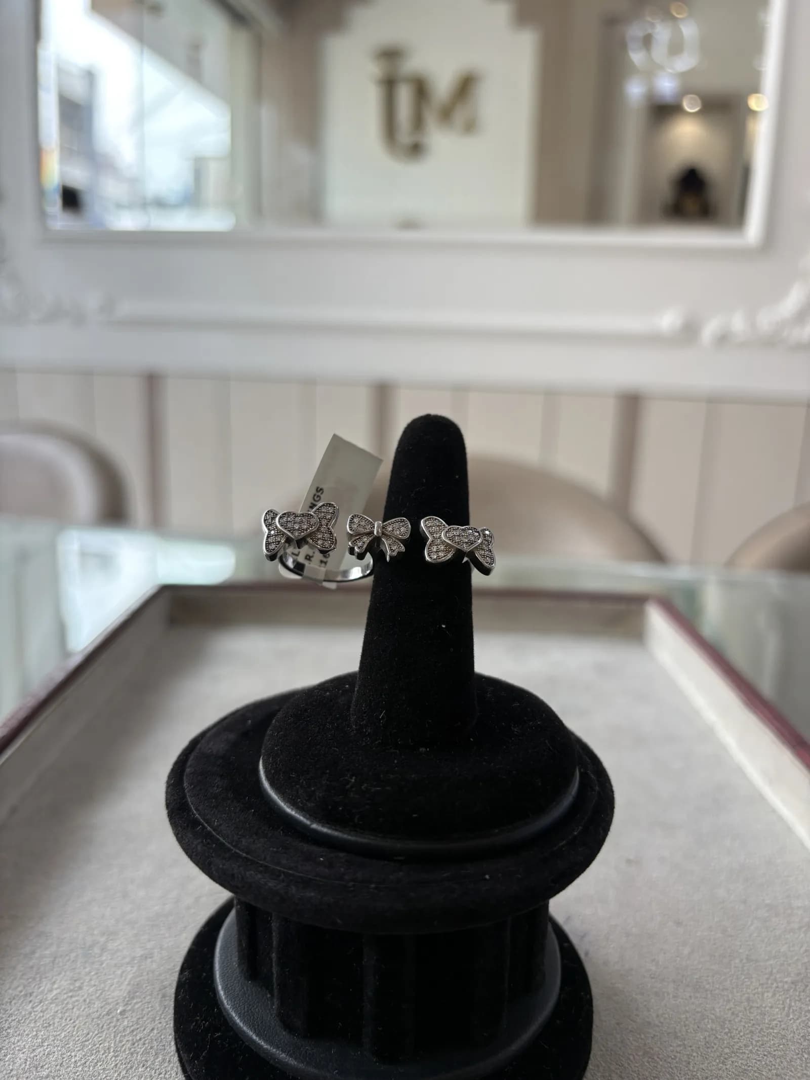 Three Butterfly Open Ring in rhodium plated 925 sterling silver, photo 2
