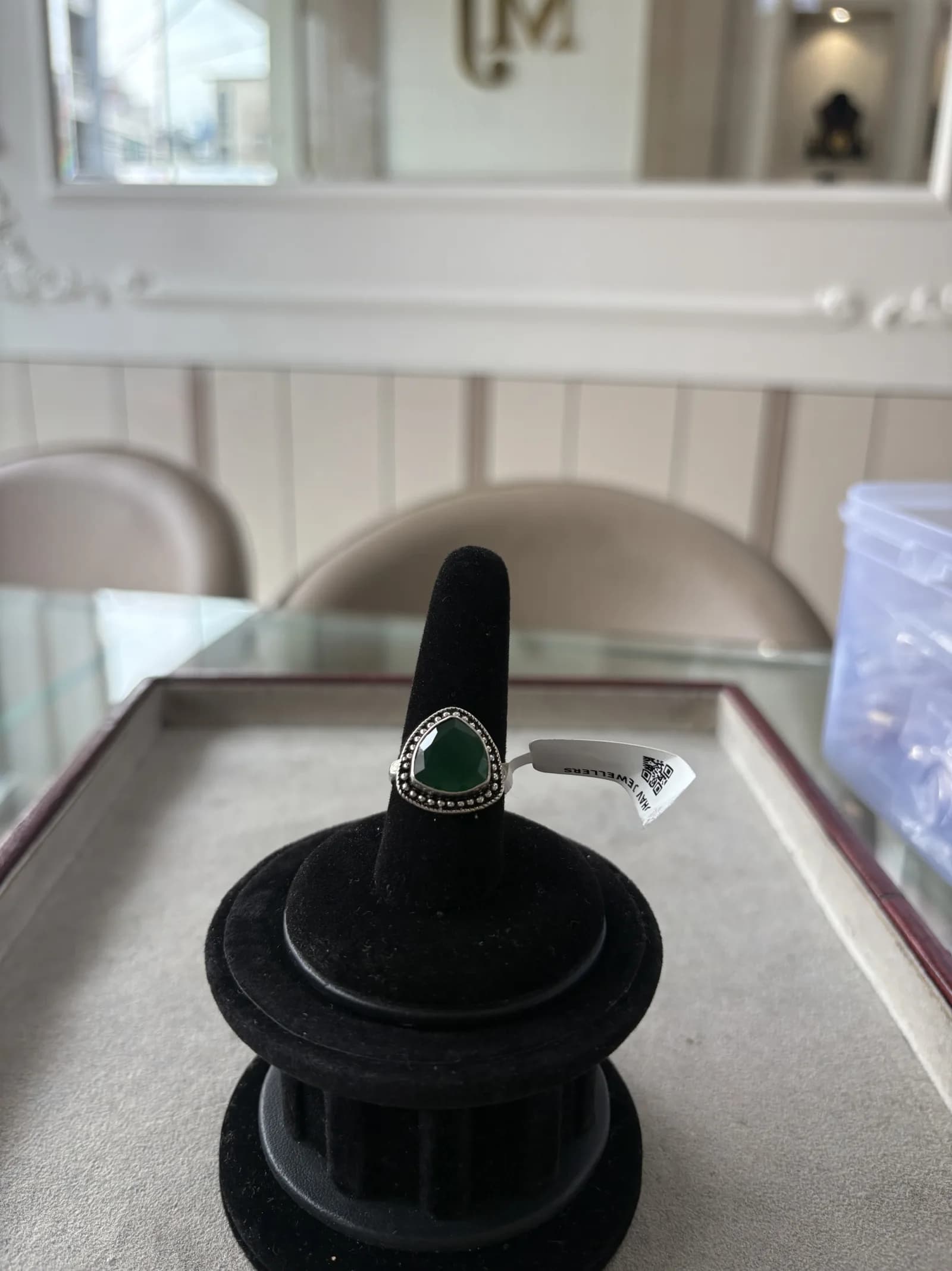 Panna Trillion Ring in oxidised 925 sterling silver, photo 2