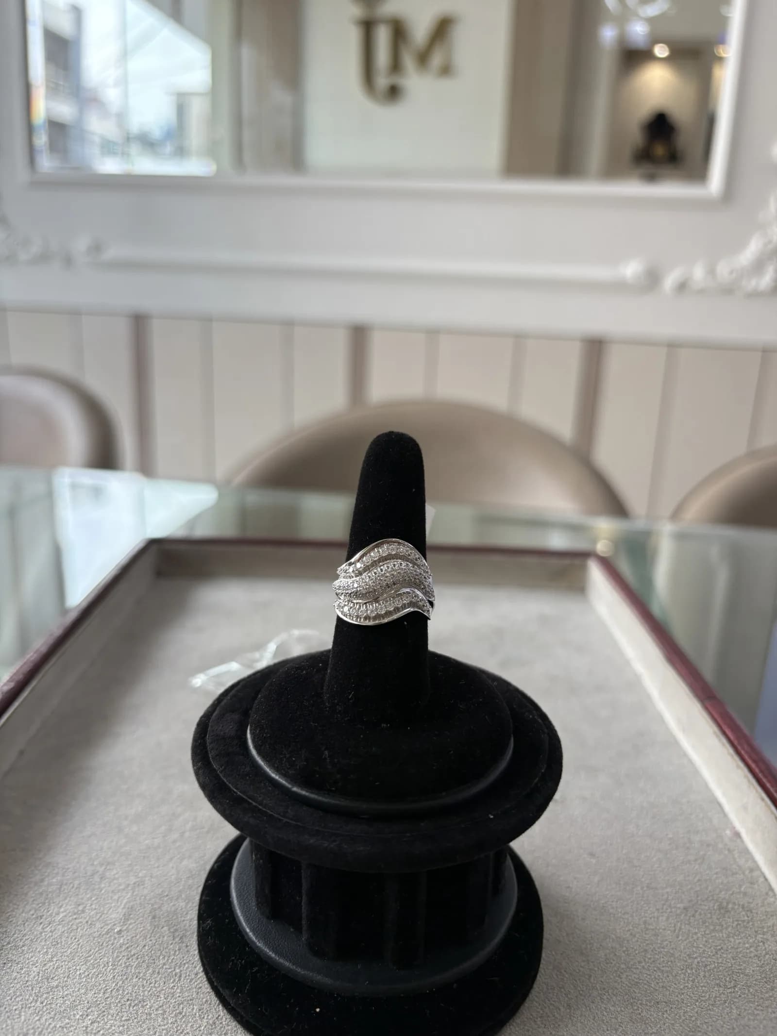 Silver Wave Cocktail Ring in rhodium plated 925 sterling silver, photo 2