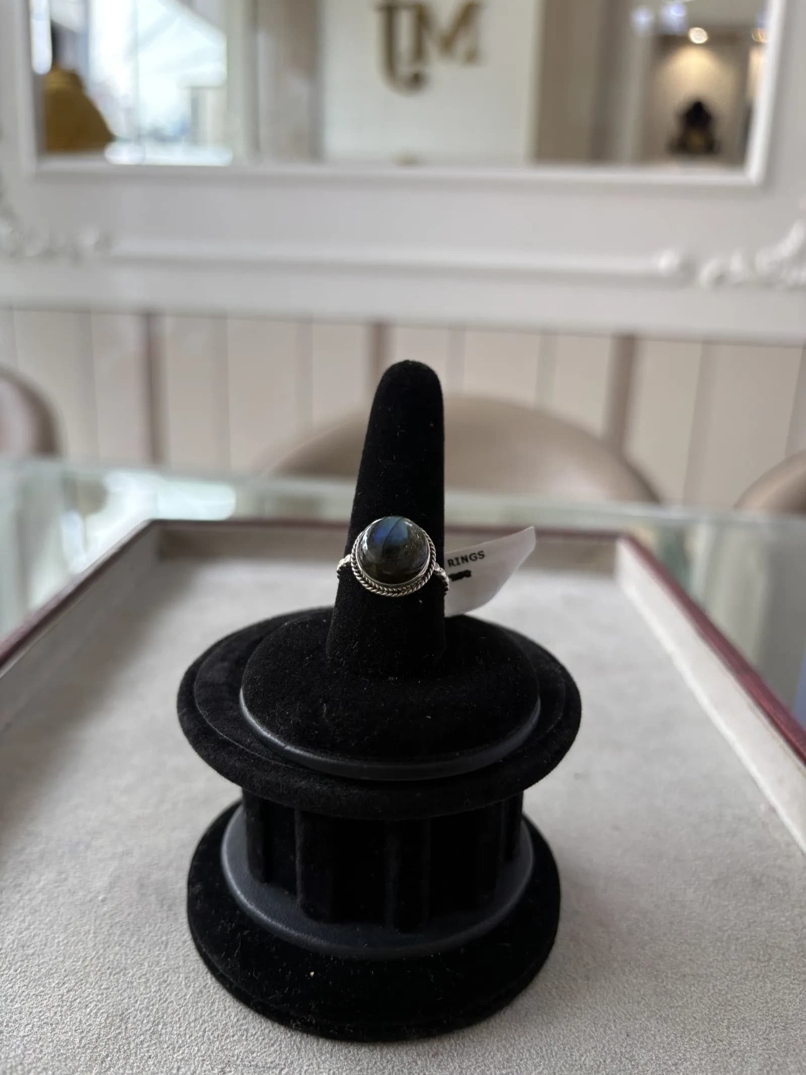 Labradorite Moon Ring in rhodium plated 925 sterling silver, photo 2