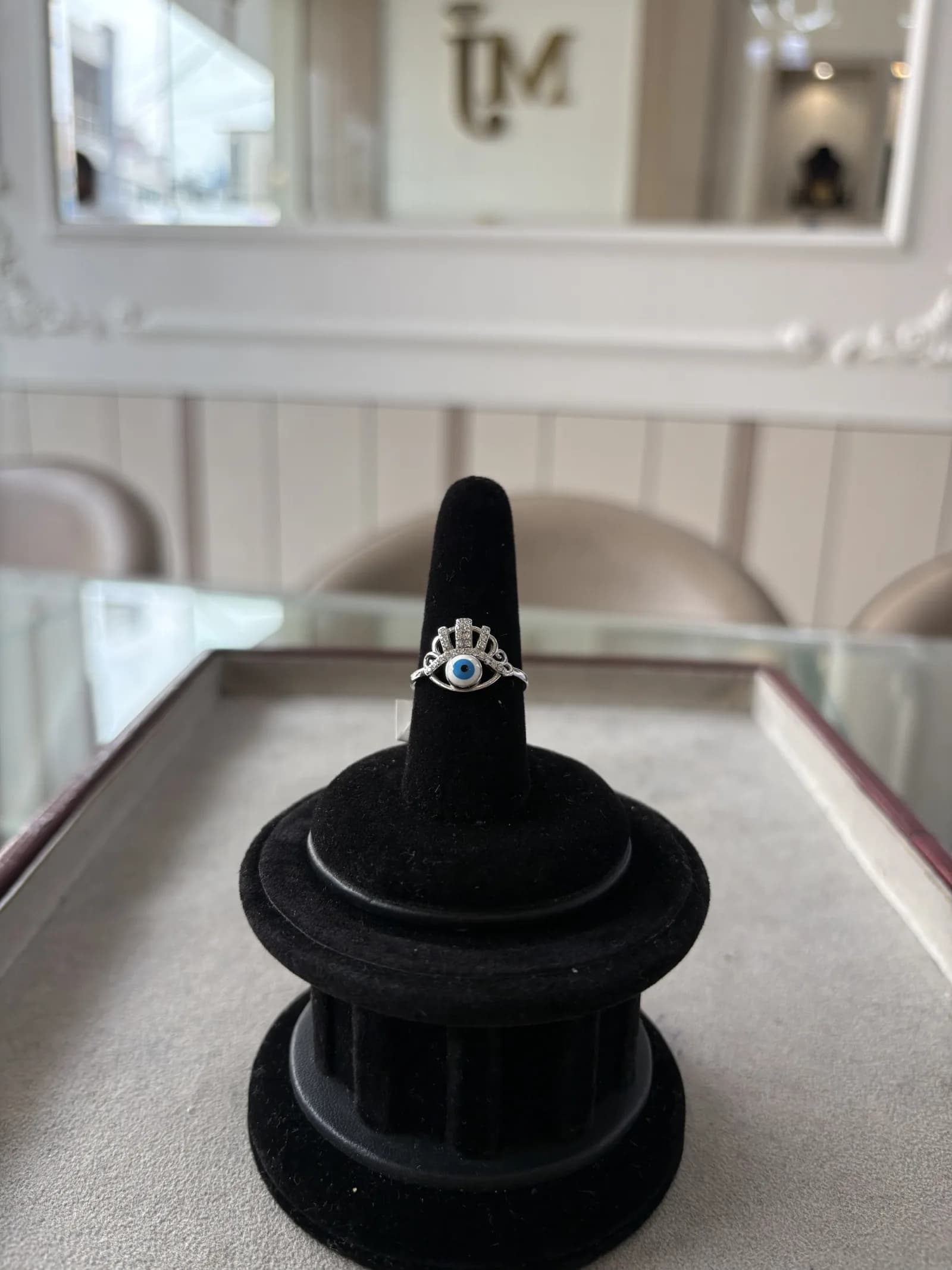 Nazar Eye Ring in rhodium plated 925 sterling silver, photo 2