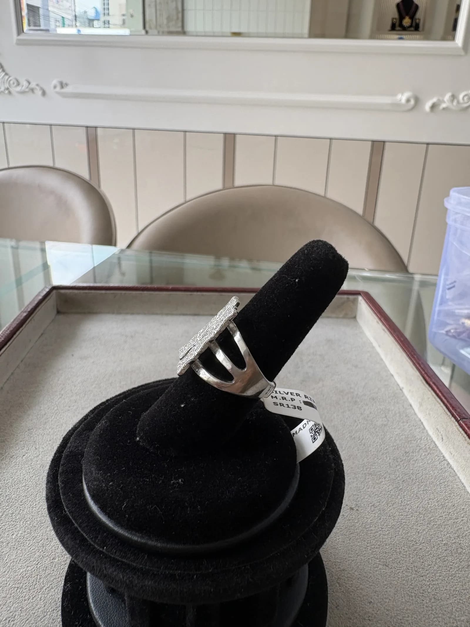 Twin Deco Bar Ring in rhodium plated 925 sterling silver, photo 3