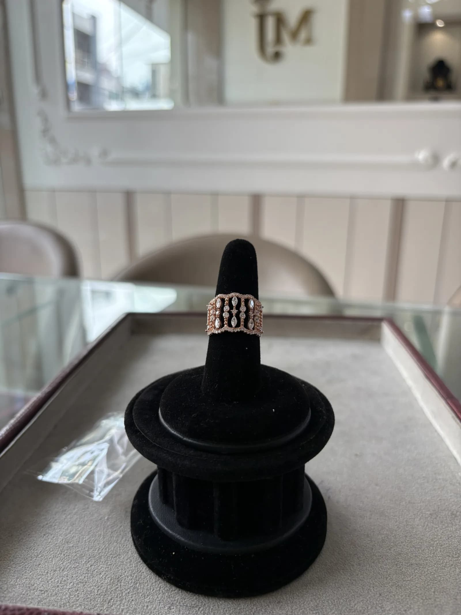 Rose Jaali Wide Band Ring in rose gold plated 925 sterling silver, photo 2