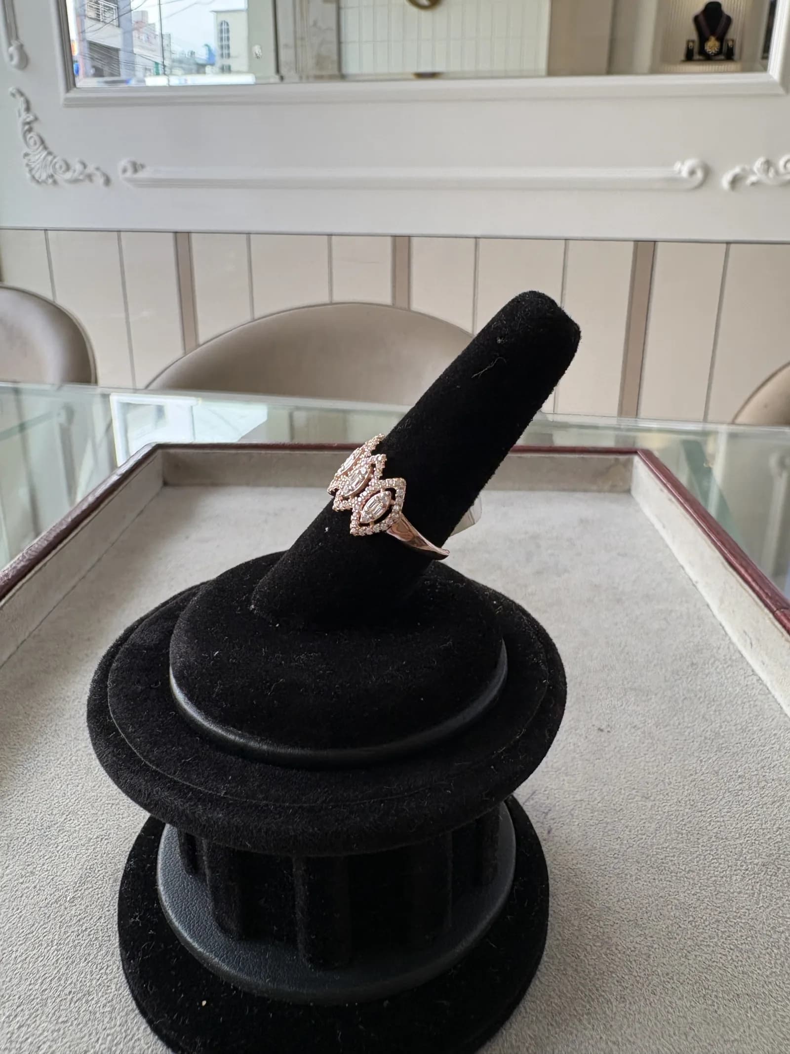 Rose Marquise Link Band Ring in rose gold plated 925 sterling silver, photo 3