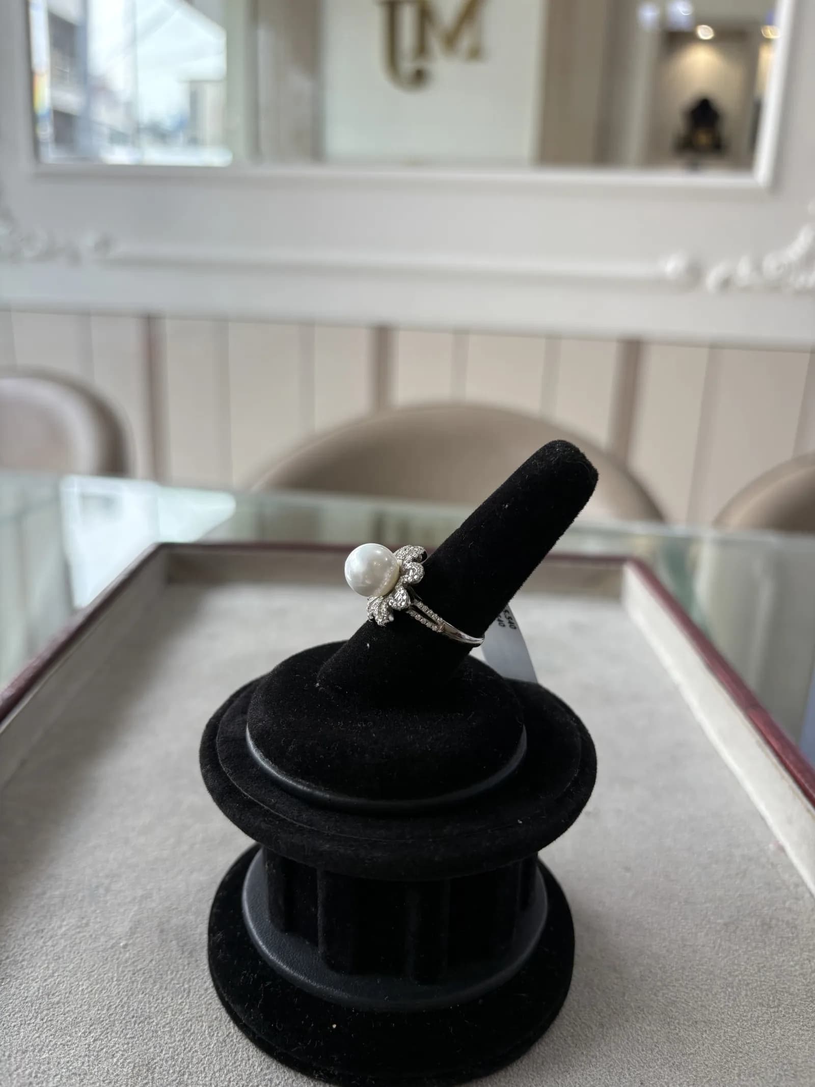 Pearl Daisy Ring in rhodium plated 925 sterling silver, photo 3