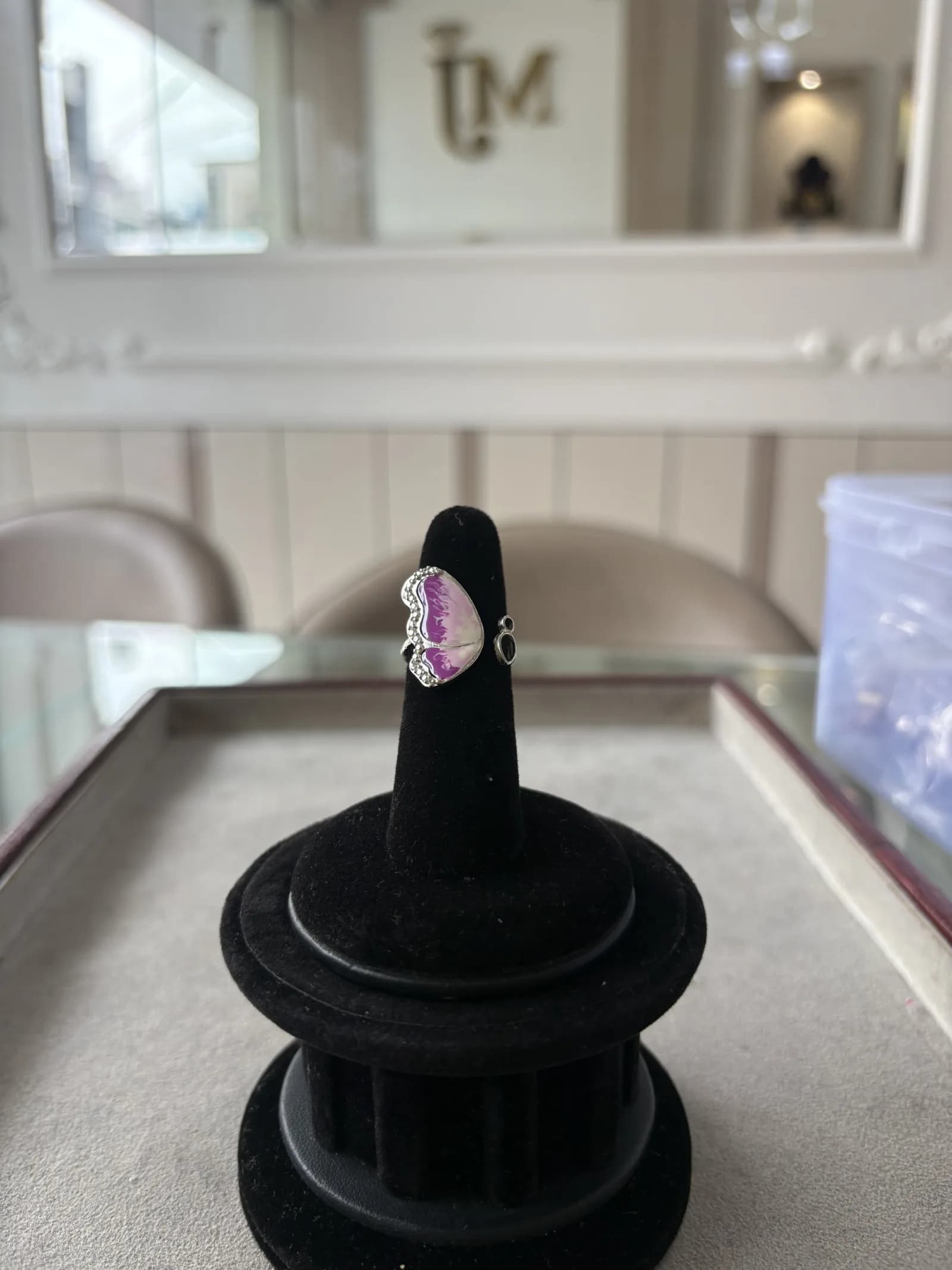 Orchid Wing Open Ring in rhodium plated 925 sterling silver, photo 2