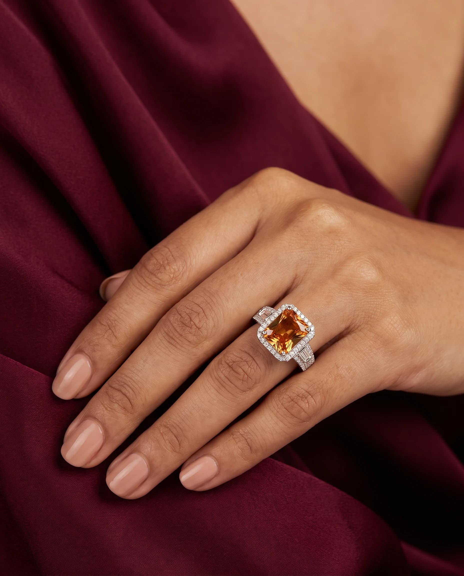 Citrine Radiant Halo Ring