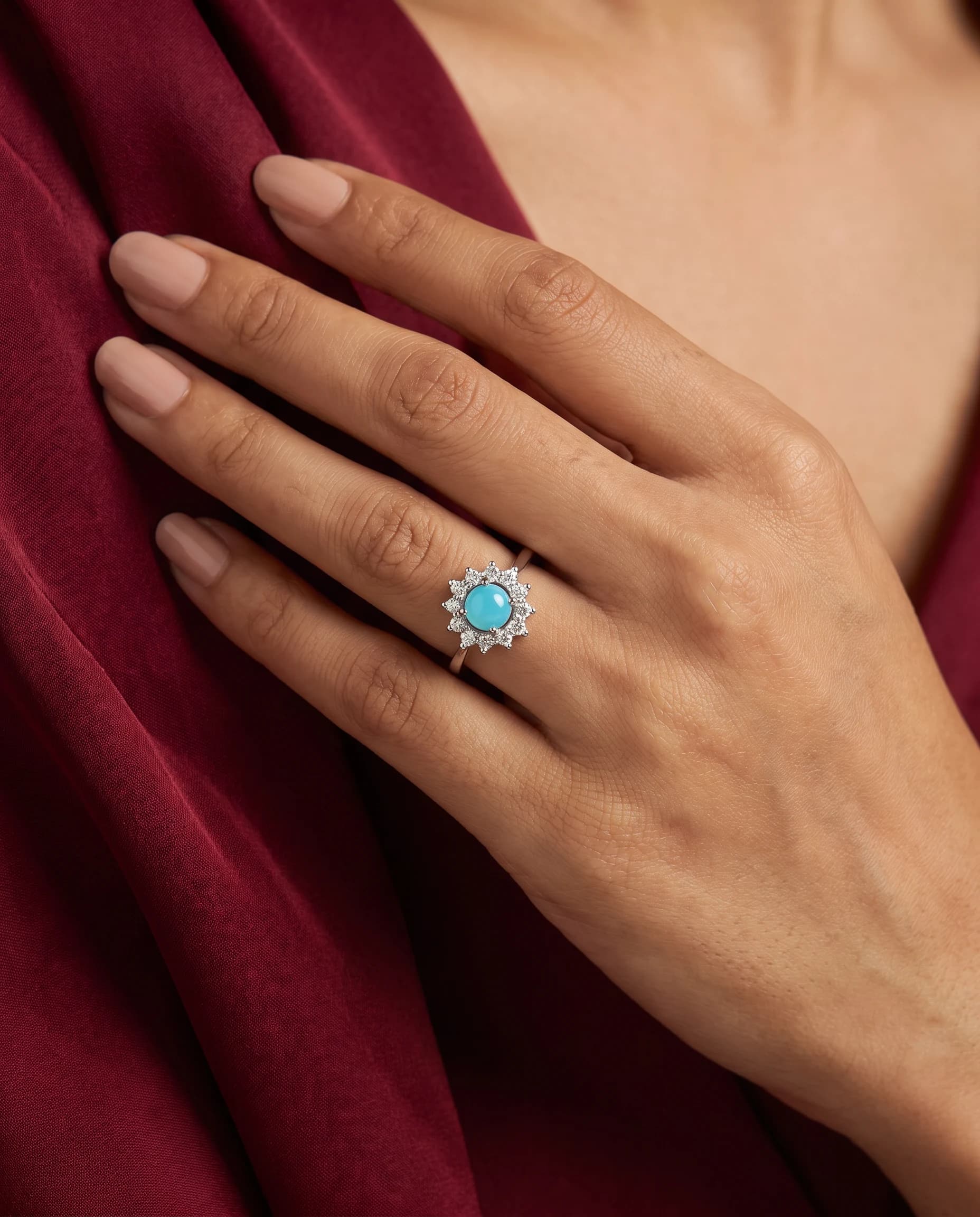 Aqua Sunburst Ring