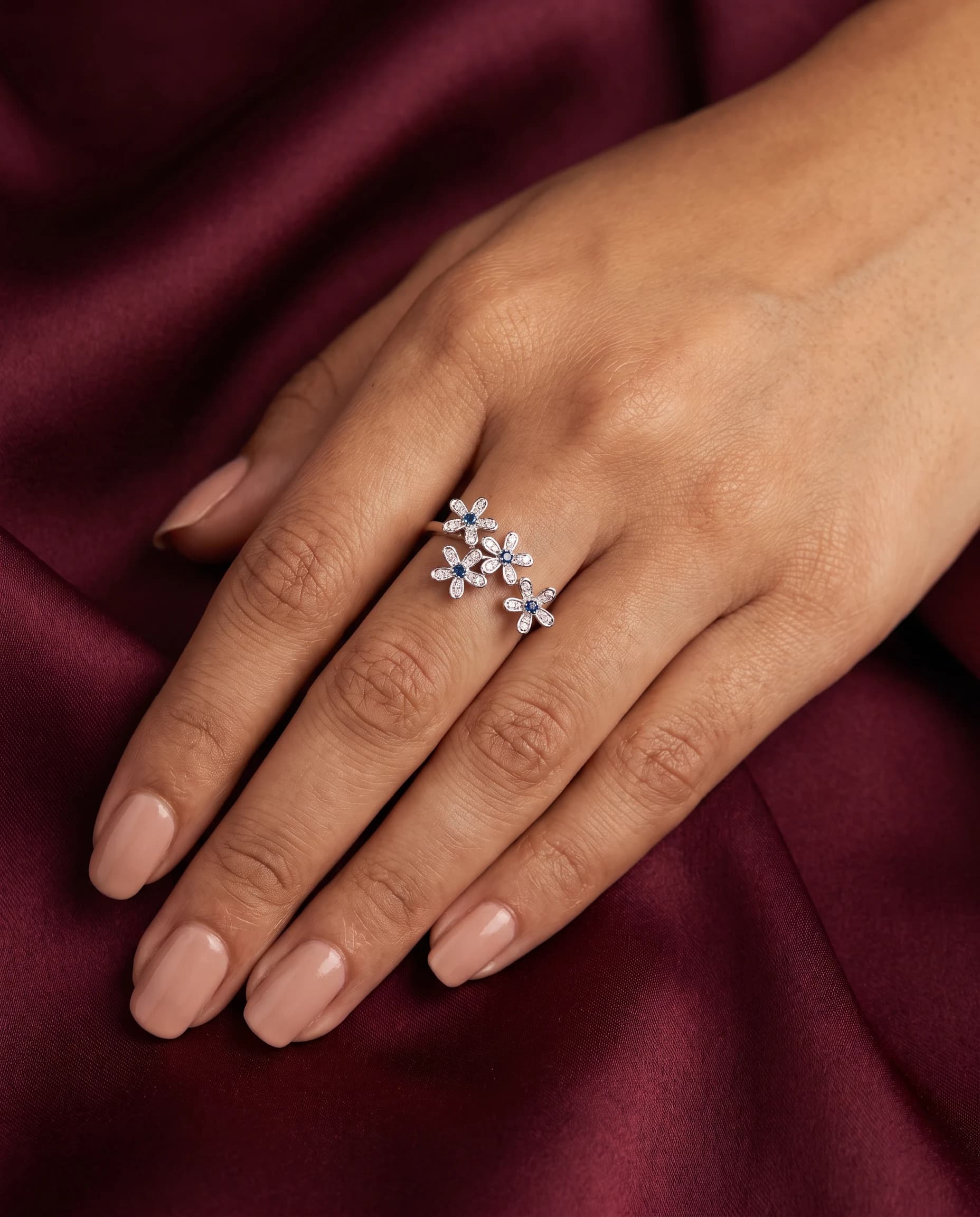 Phool Cluster Ring in rhodium plated 925 sterling silver, photo 1