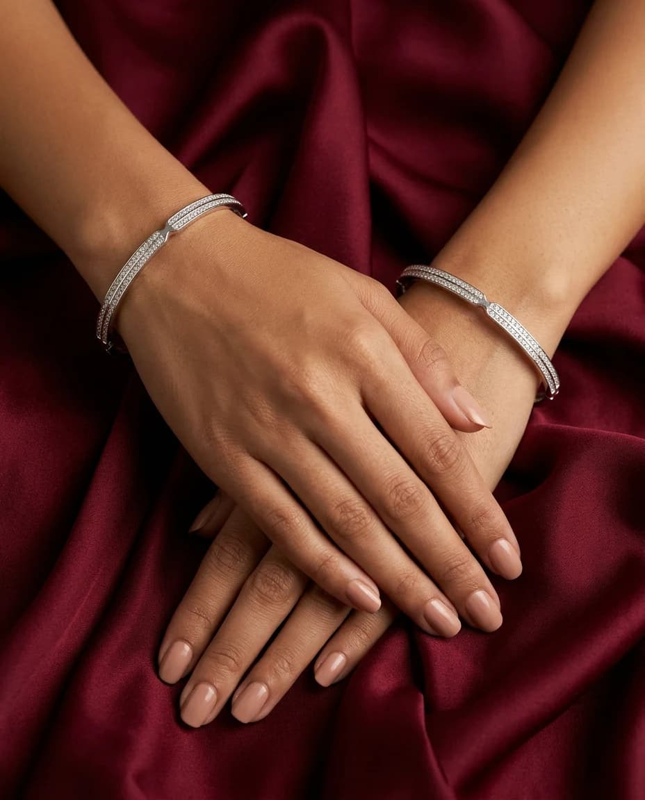 Twin Line Pave Bangle