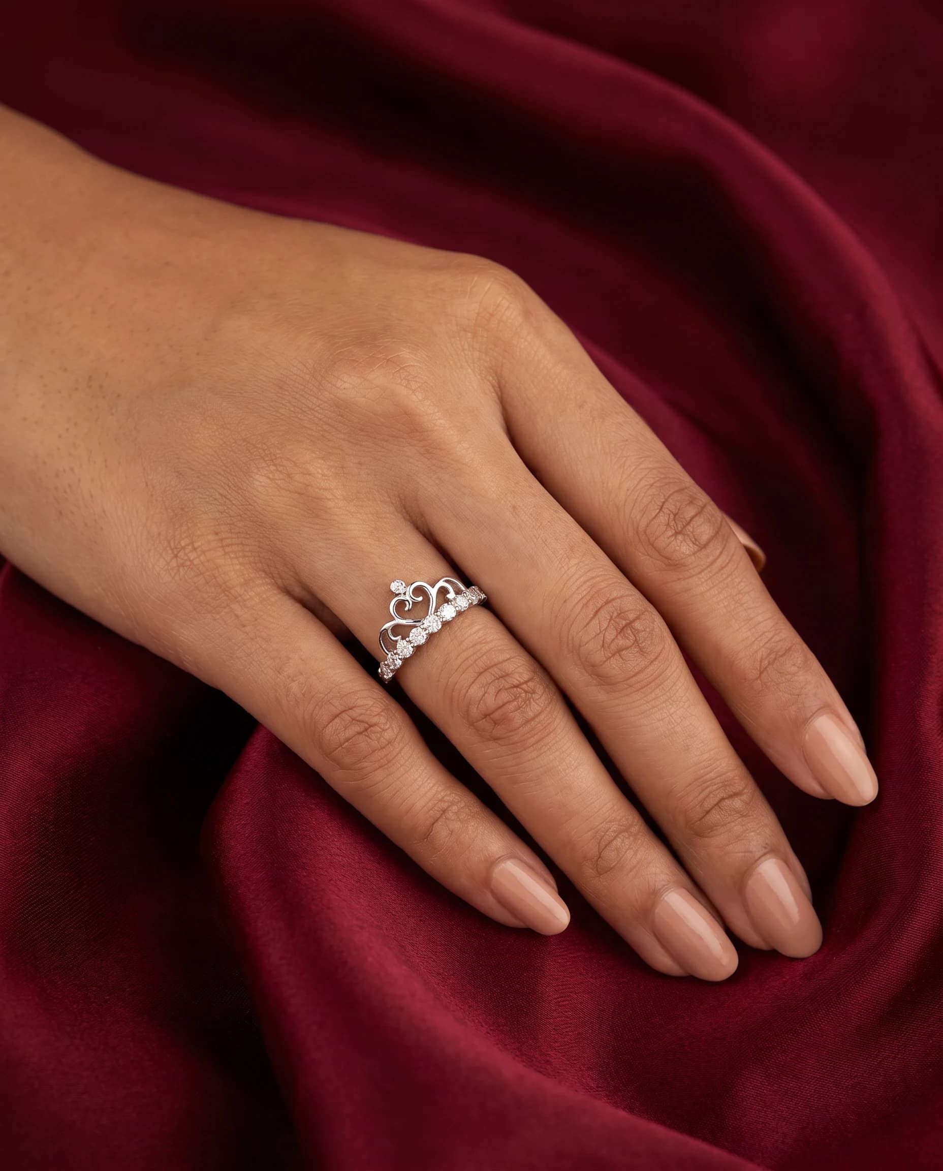 Rani Crown Ring in rhodium plated 925 sterling silver, photo 1