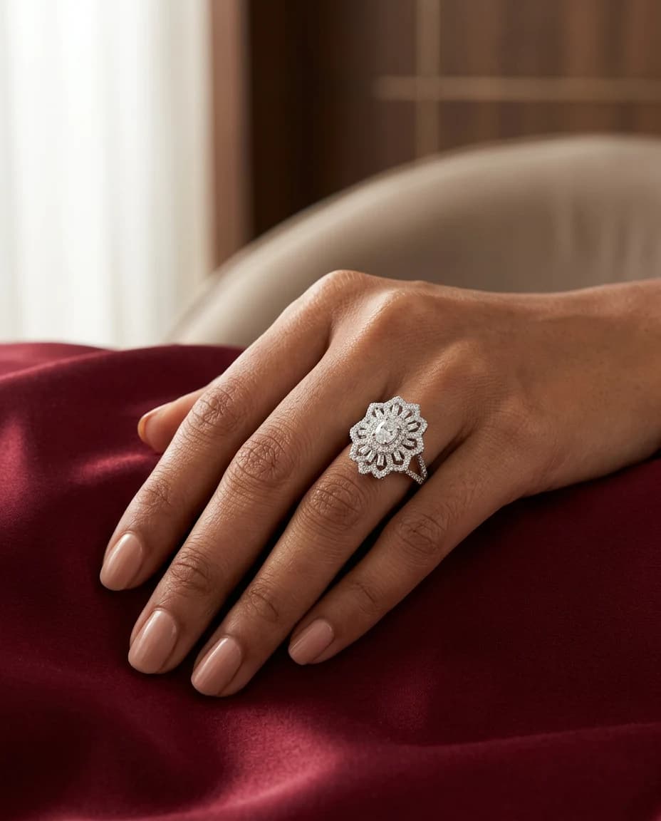 Kamal Solitaire Bloom Ring