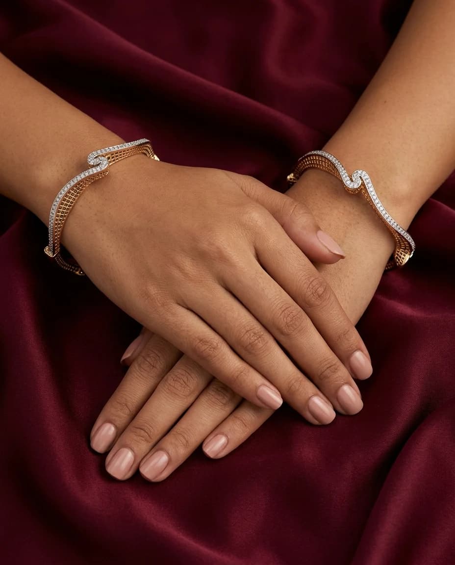 Rose Wave Pave Bangle