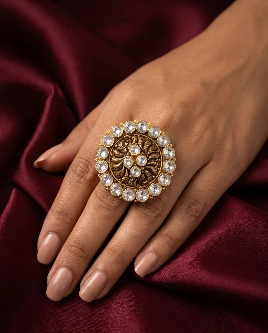Surya Kundan Cocktail Ring