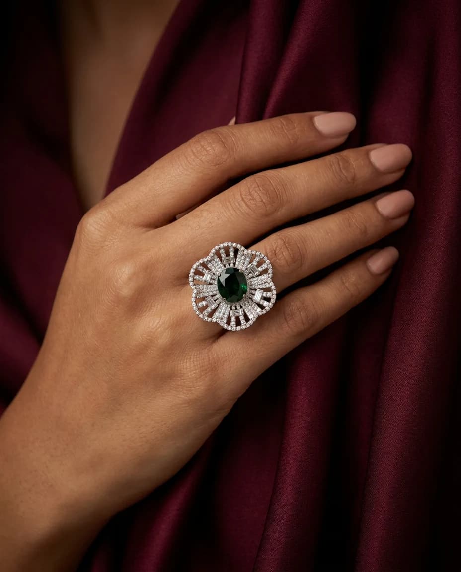 Verde Bloom Halo Ring