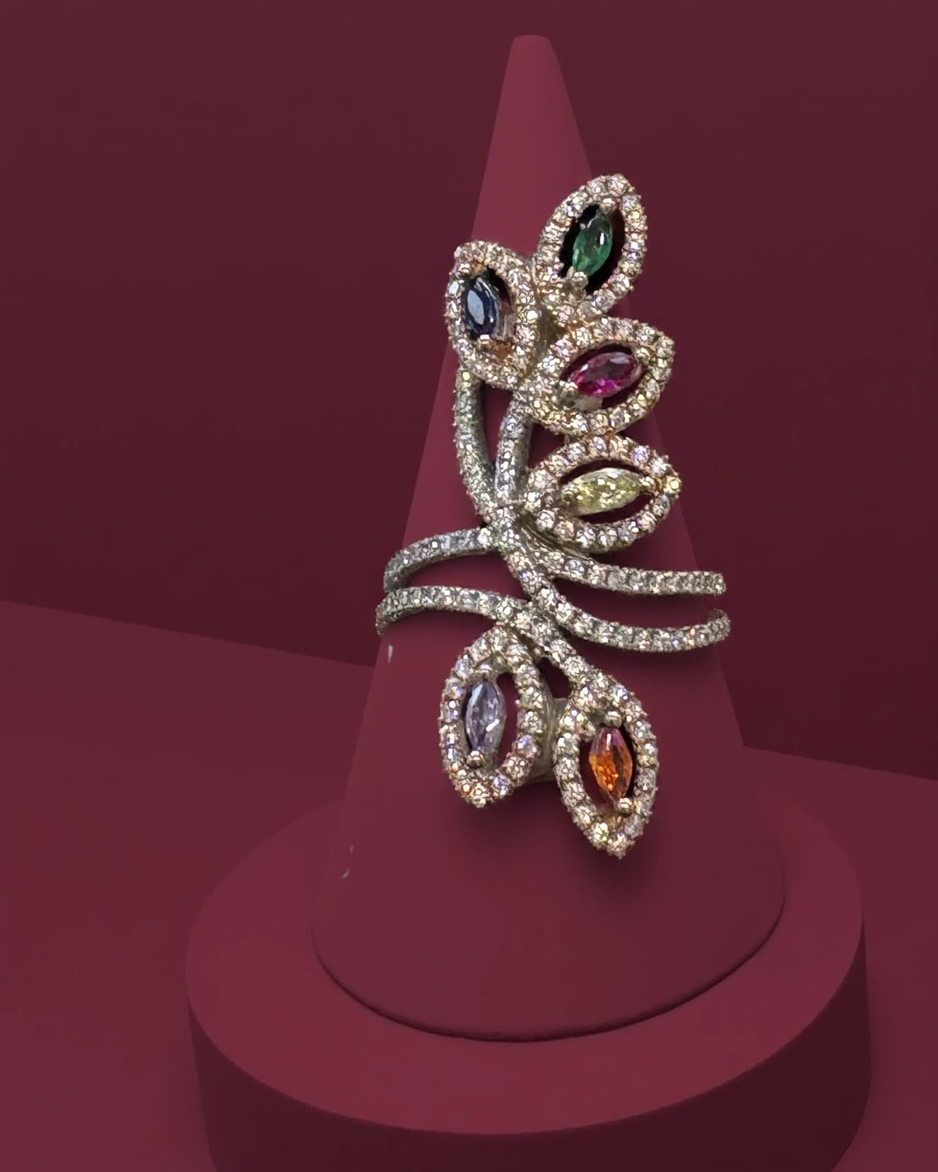 Rangoli Vine Ring in rhodium plated 925 sterling silver, photo 2