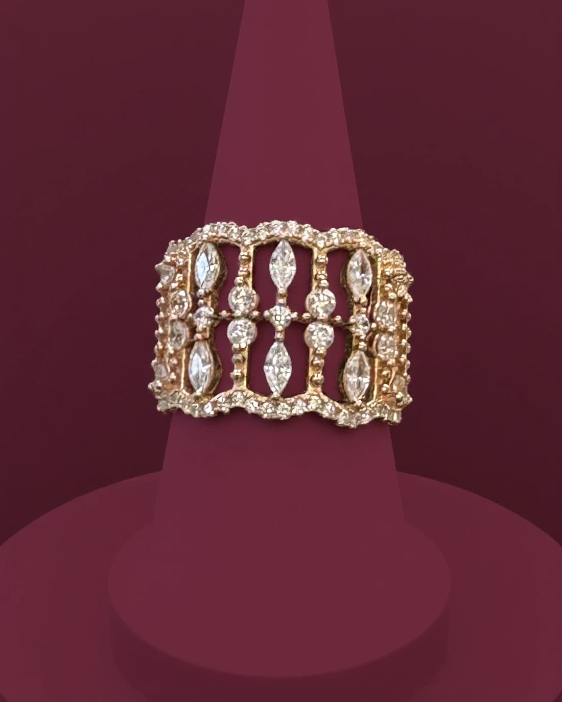 Marquise Lattice Band Ring in rose gold plated 925 sterling silver, photo 2