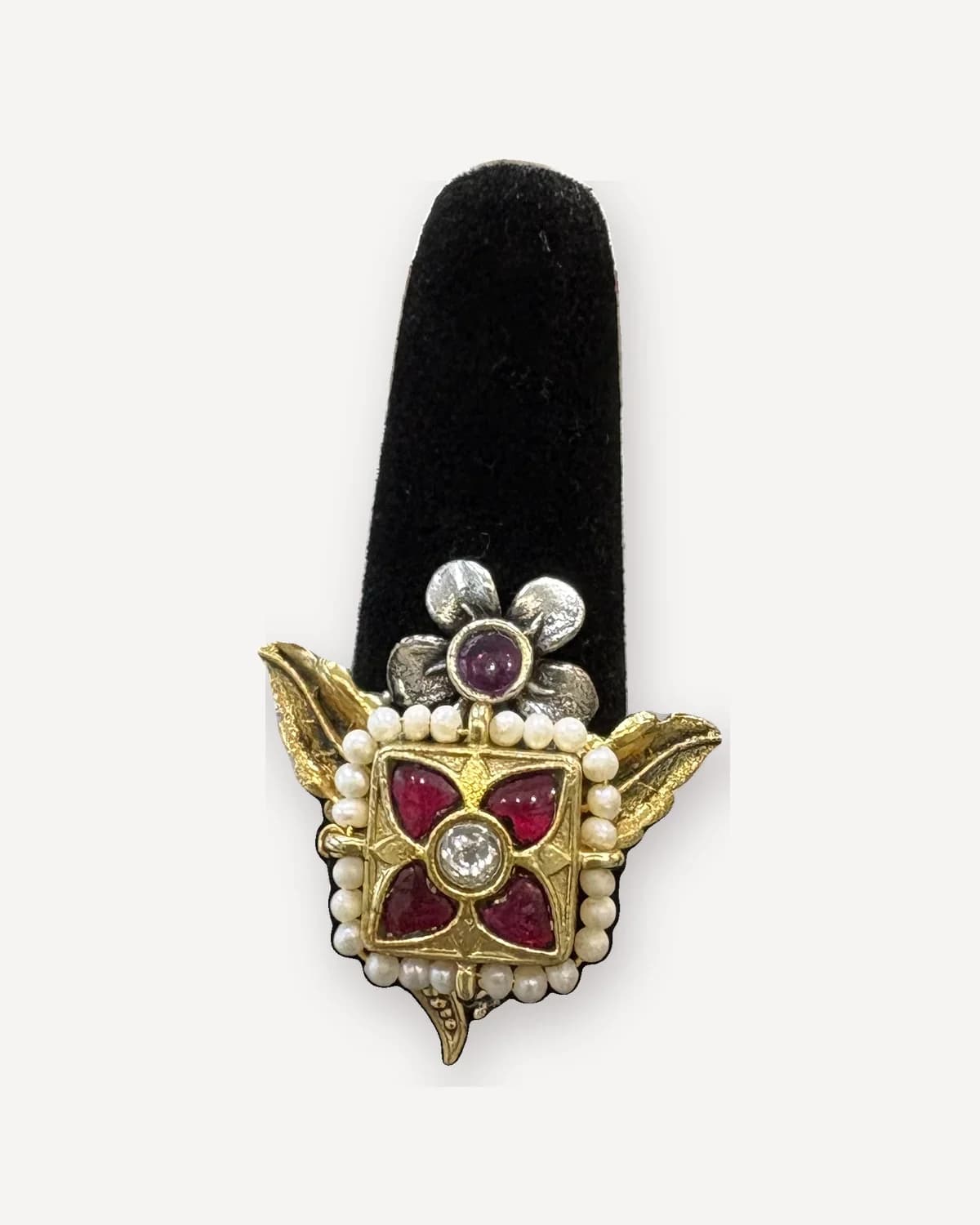 Rani Kundan Pearl Ring