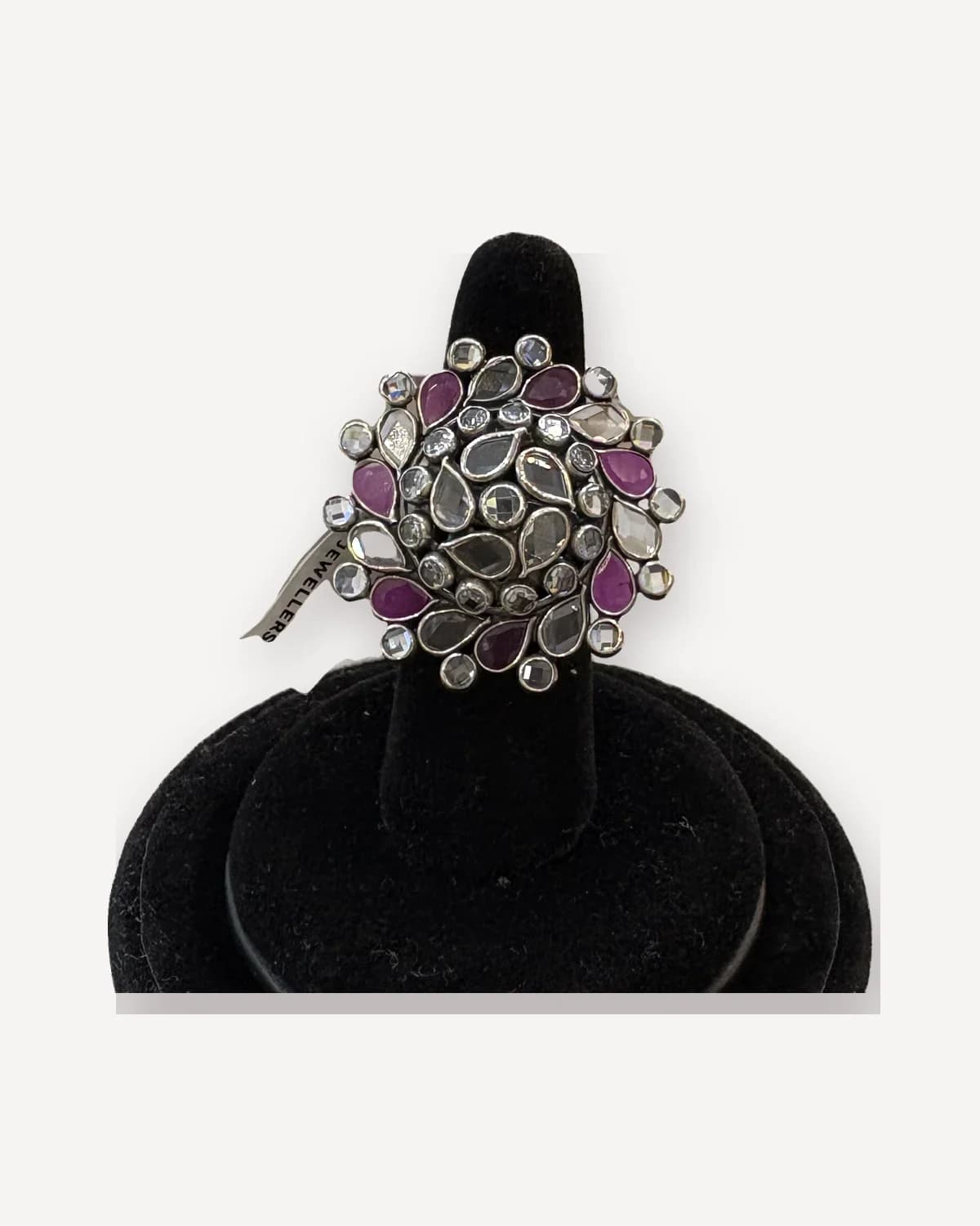 Violet Oxidised Cluster Ring