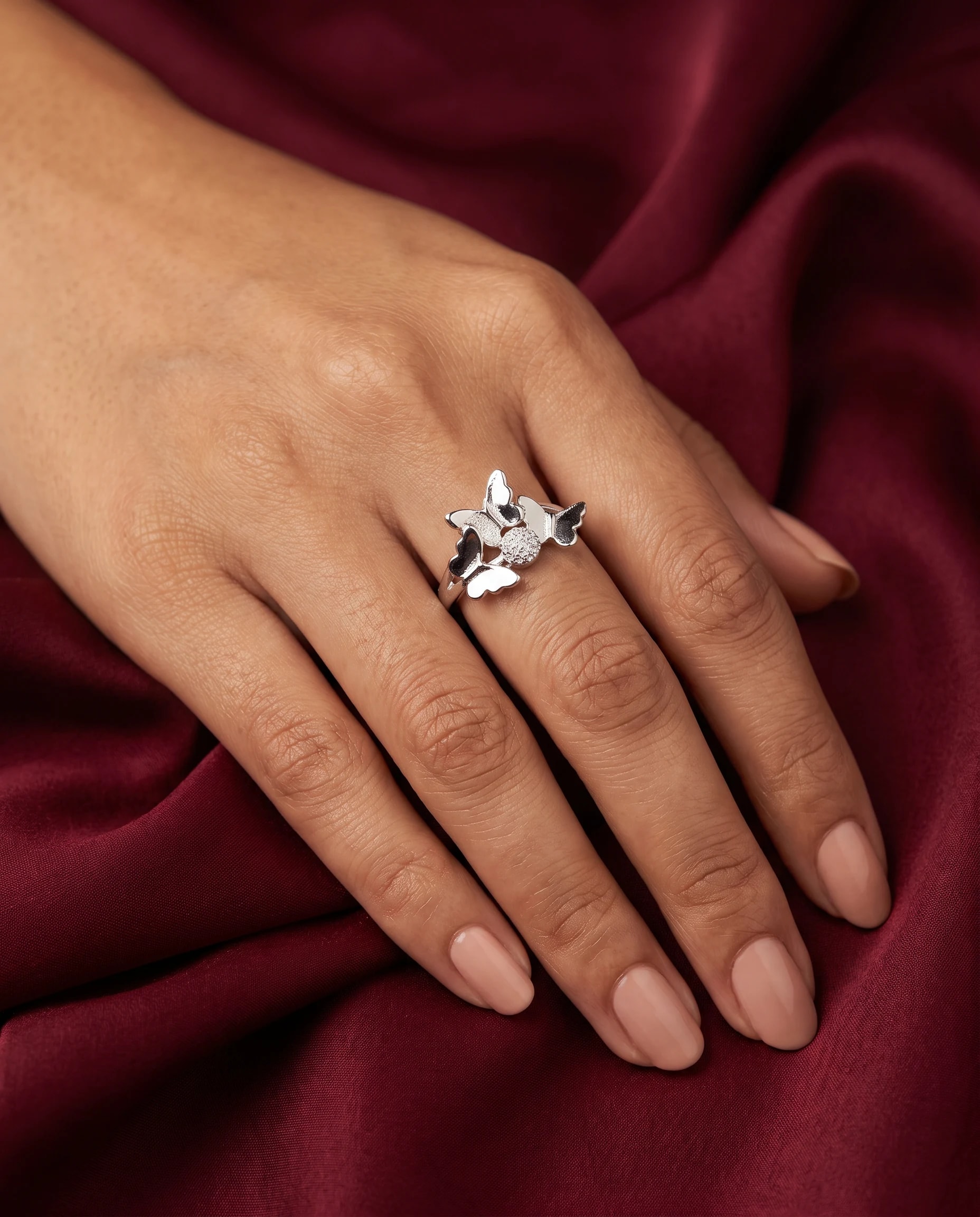 Butterfly Garden Ring in rhodium plated 925 sterling silver, photo 1