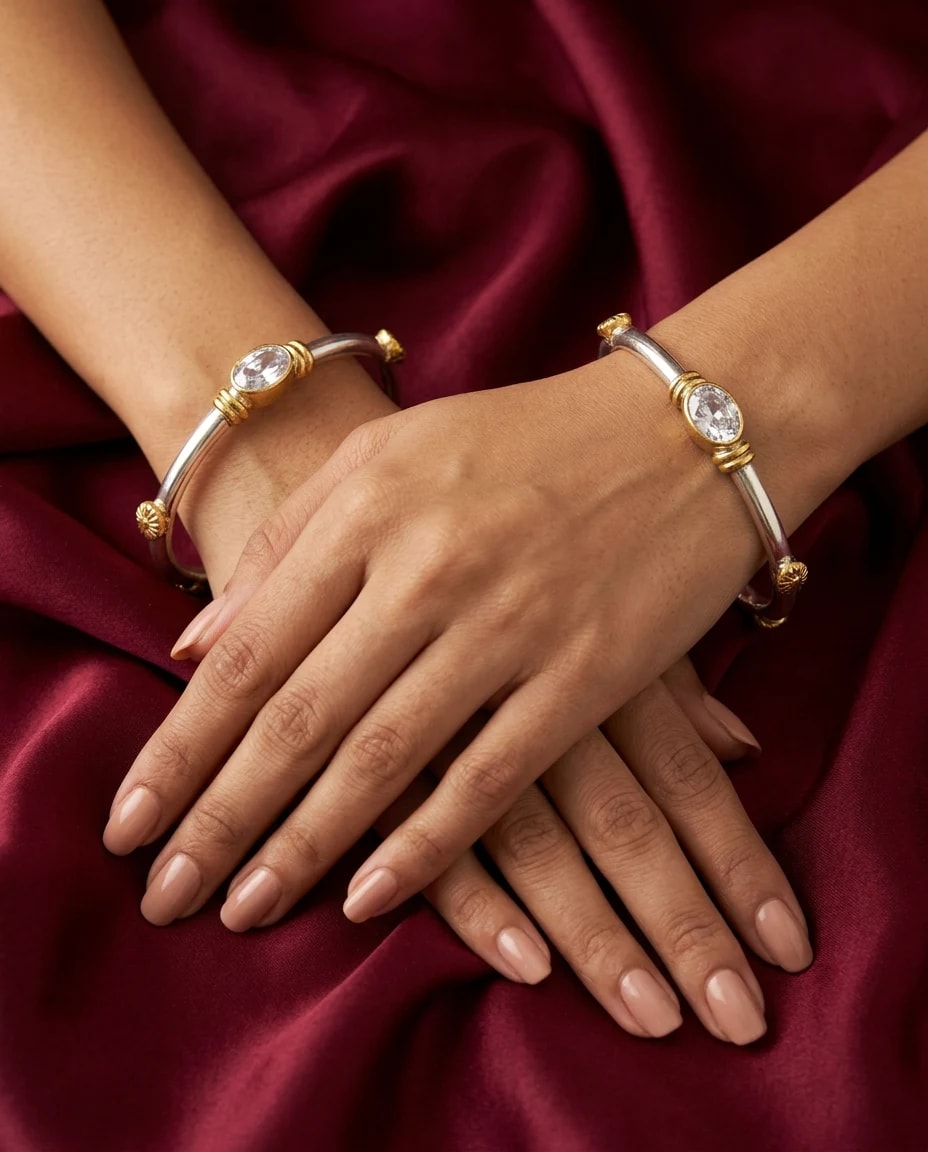 Gold Rope Solitaire Bangle in two-tone gold and silver 925 sterling silver, photo 1