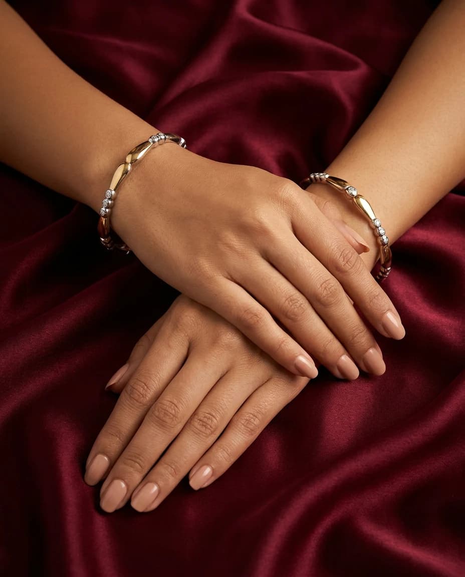 Rose Twist Two-Tone Bangle