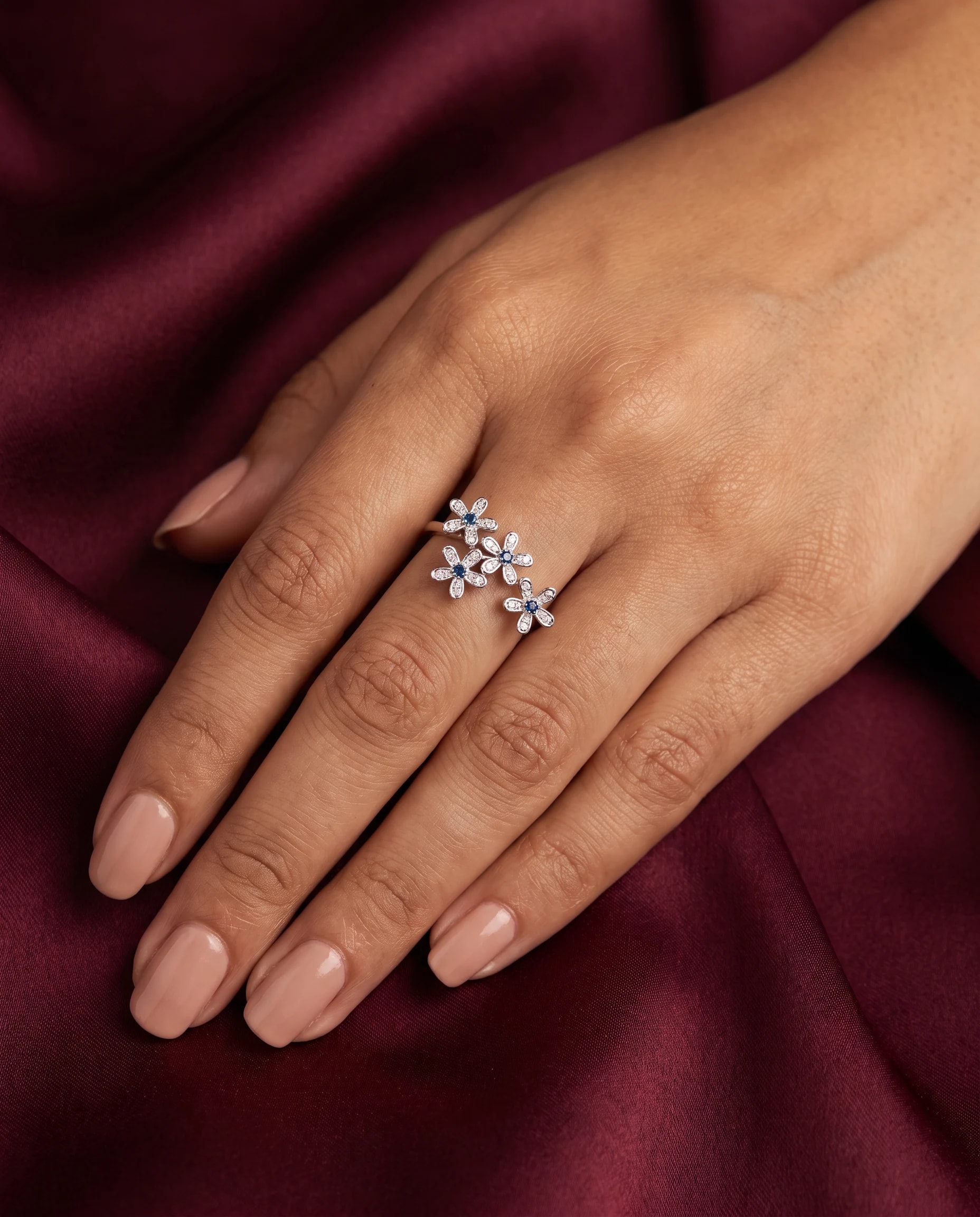 Phool Cluster Ring in rhodium plated 925 sterling silver, photo 1