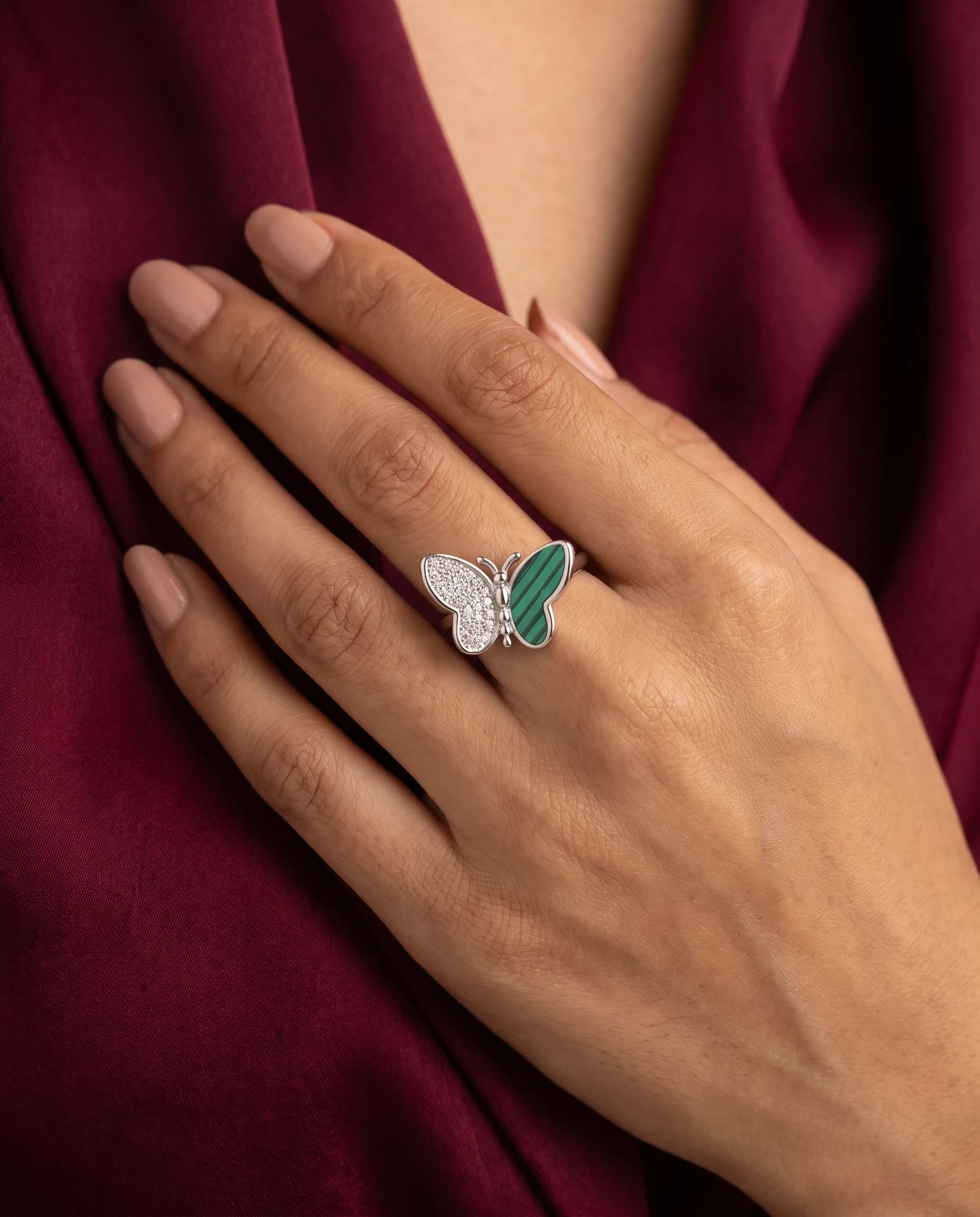 Malachite Butterfly Ring