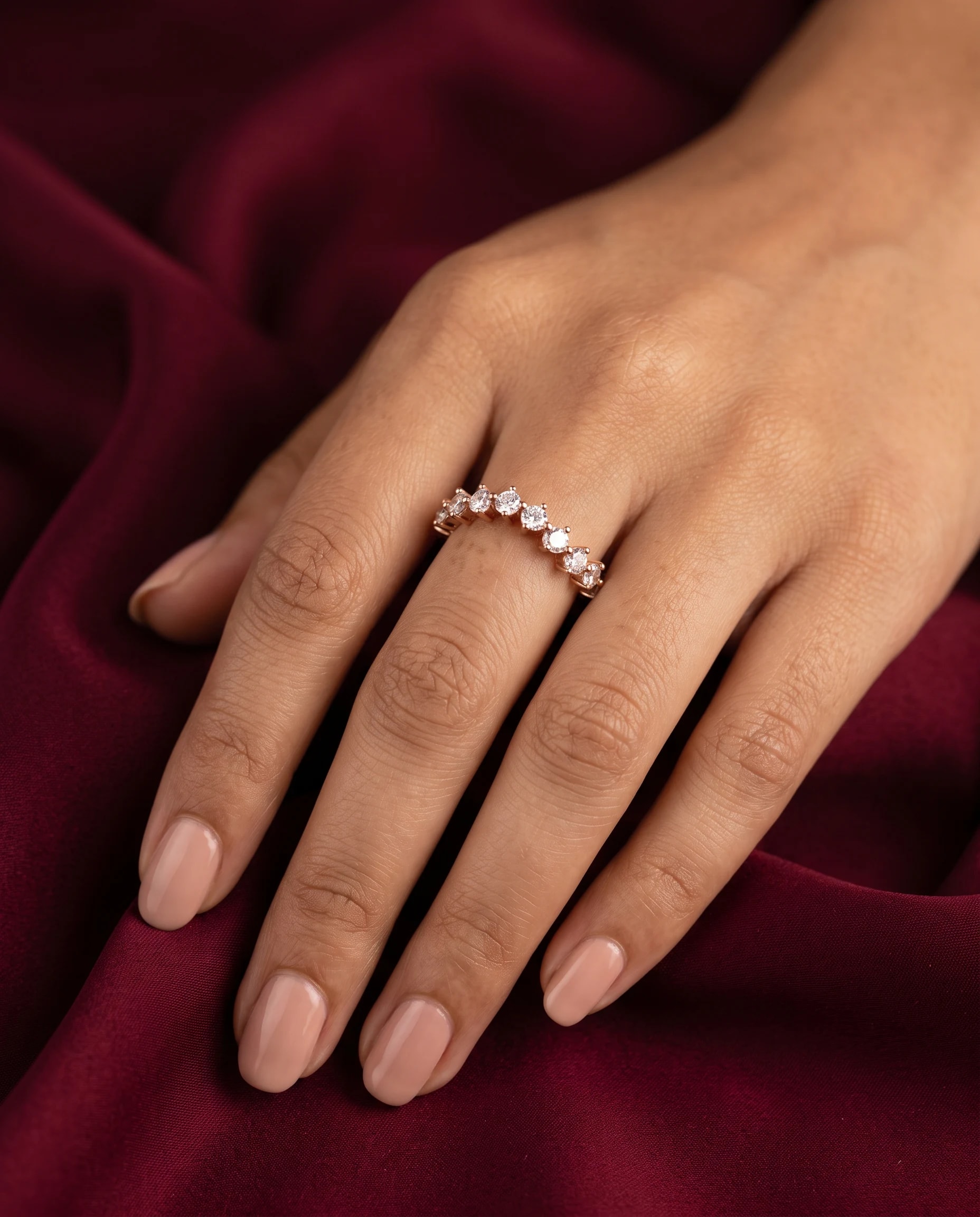 Rose Tiara Band Ring in rose gold plated 925 sterling silver, photo 1