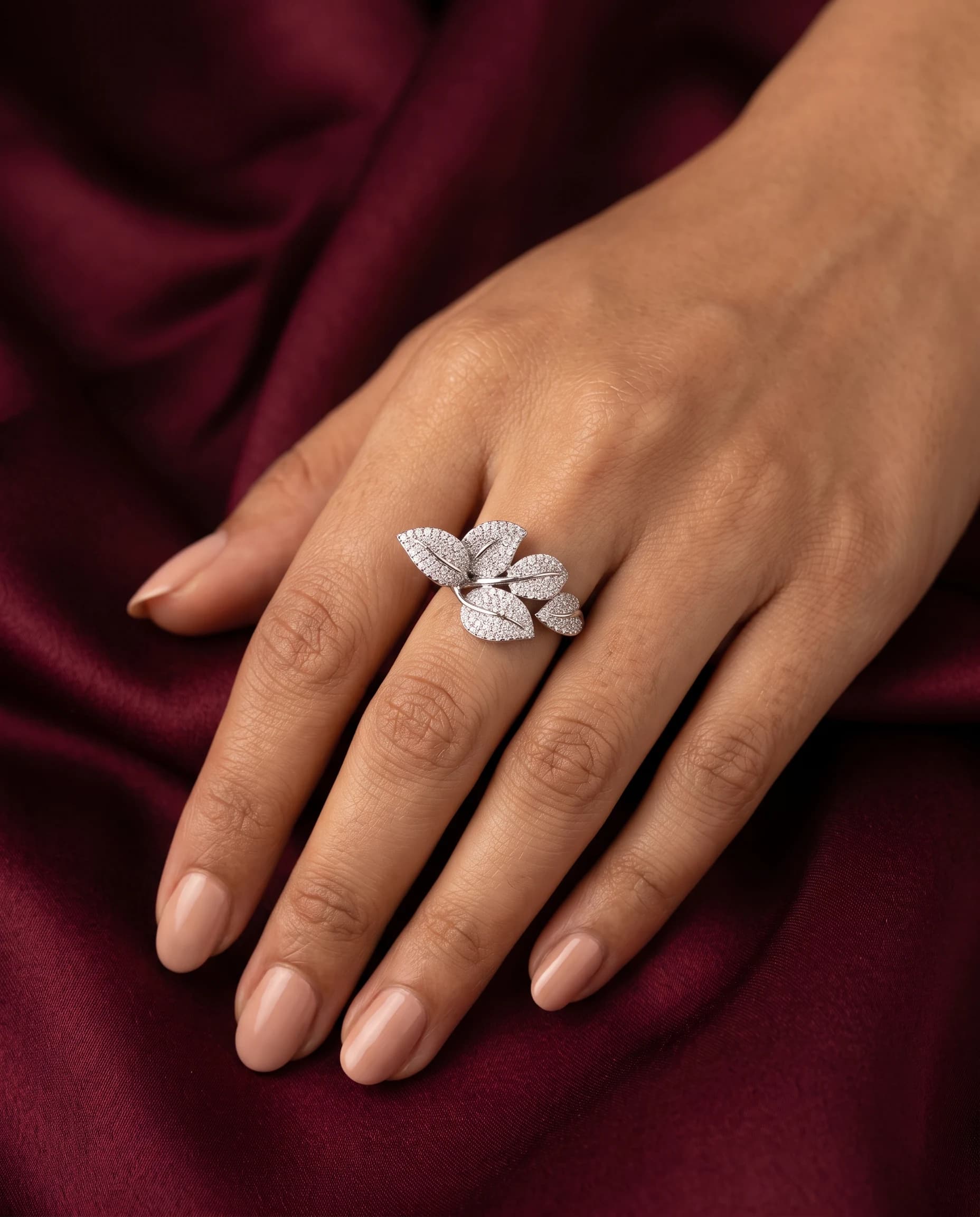 Silver Leaf Trio Ring