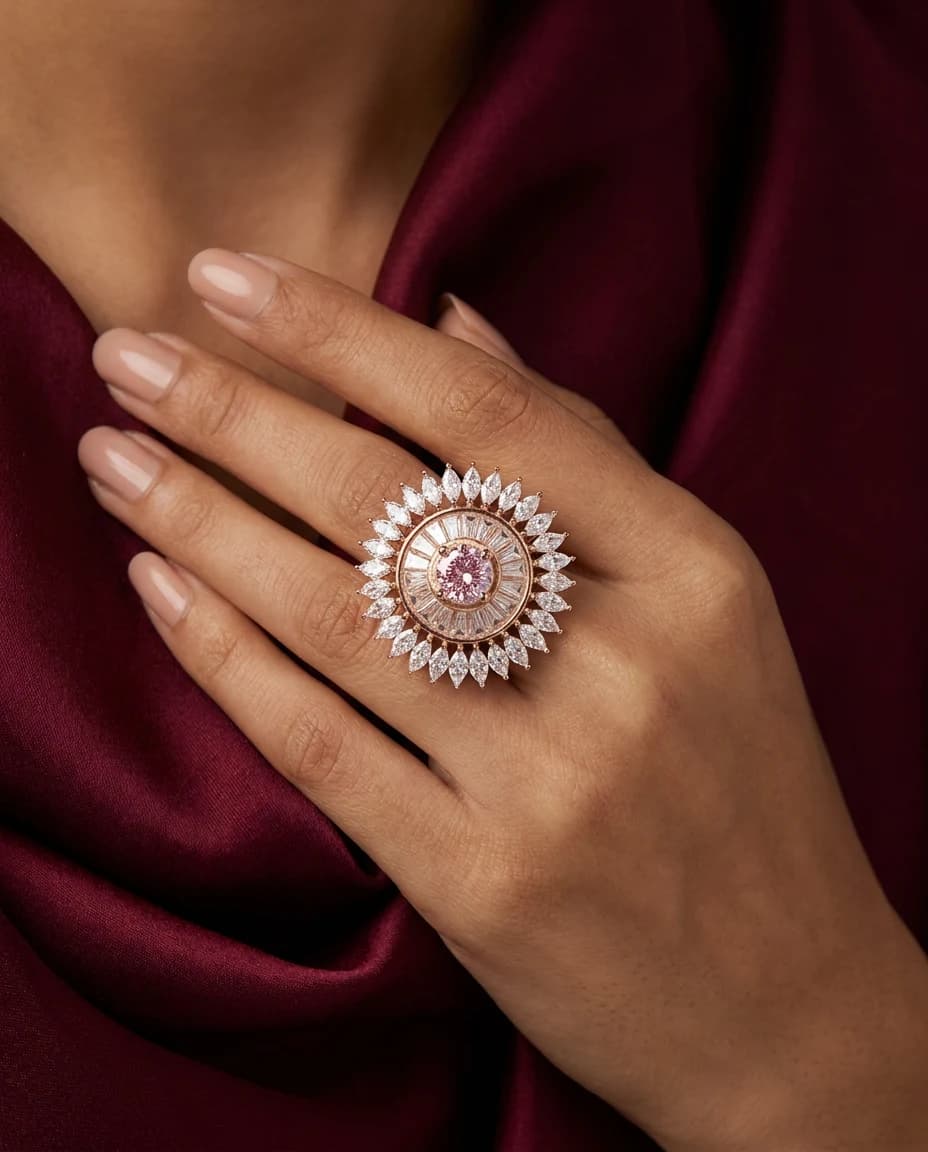 Blush Sunburst Halo Ring