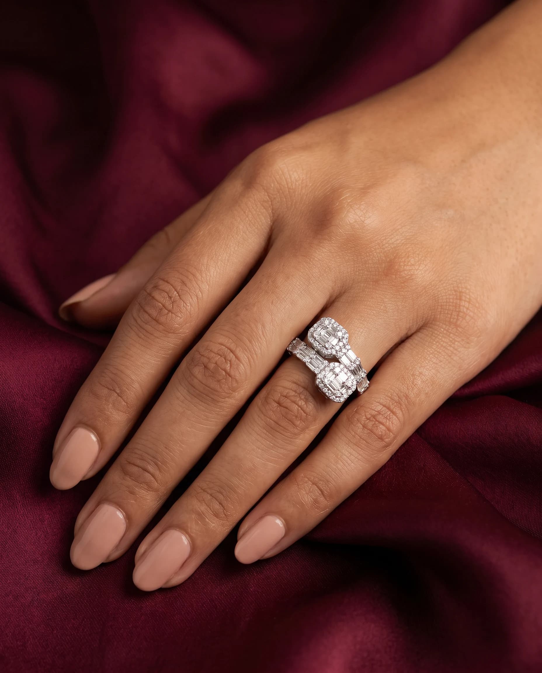 Double Emerald-Cut Bypass Ring
