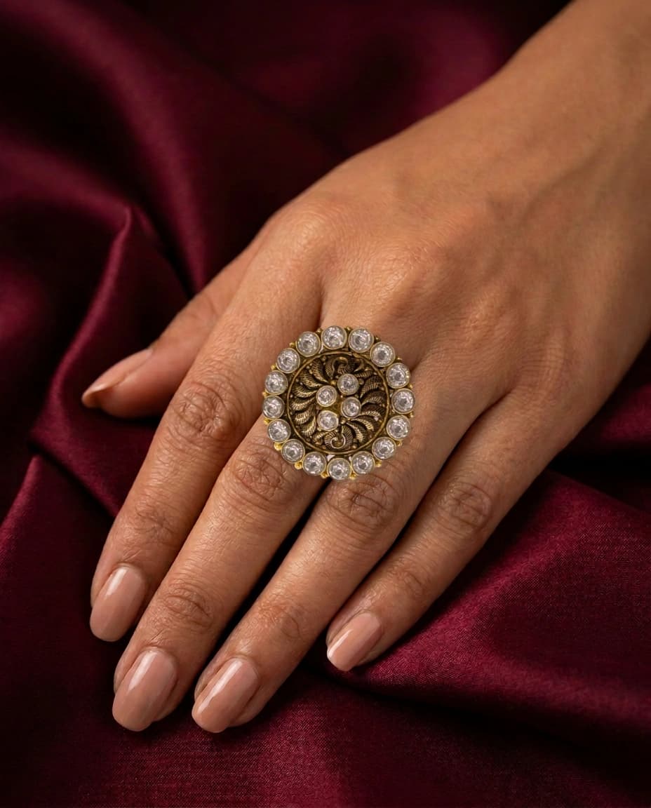 Surya Kundan Cocktail Ring